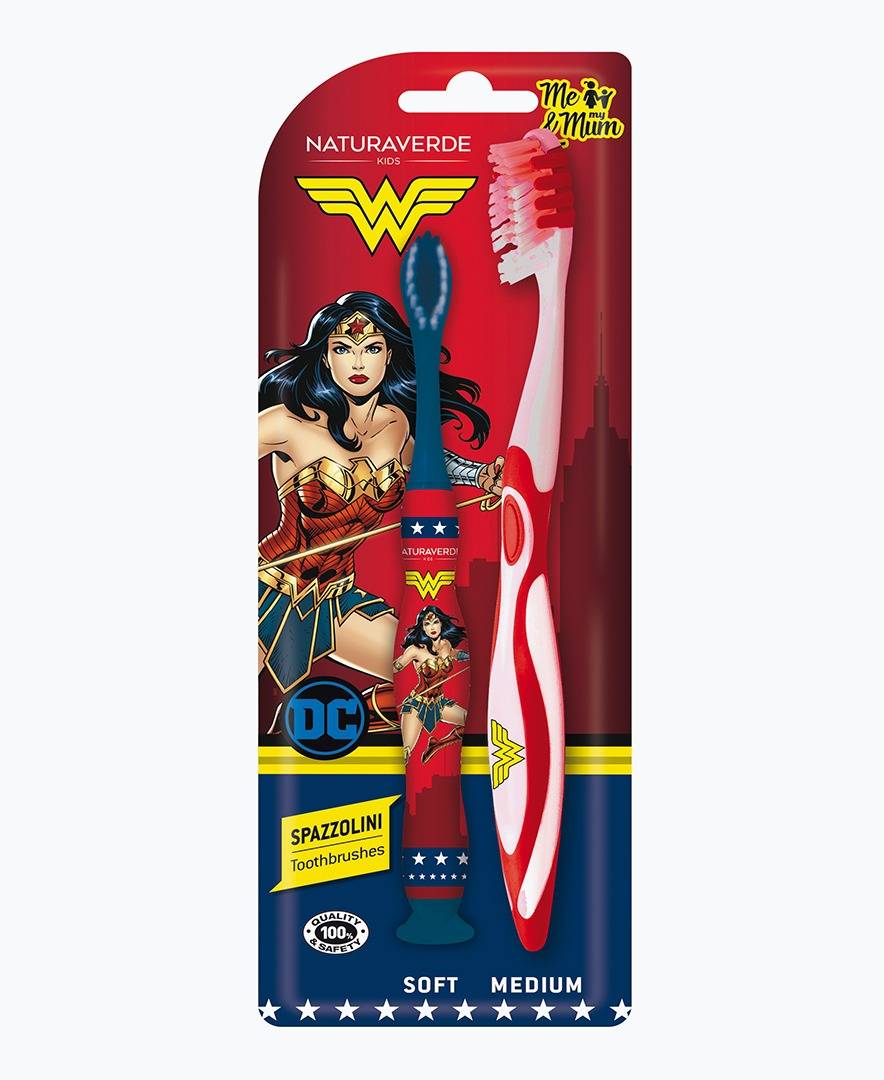 Naturaverde WONDER WOMAN SET SPAZZOLINI “IO E LA MIA MAMMA” Nuovo