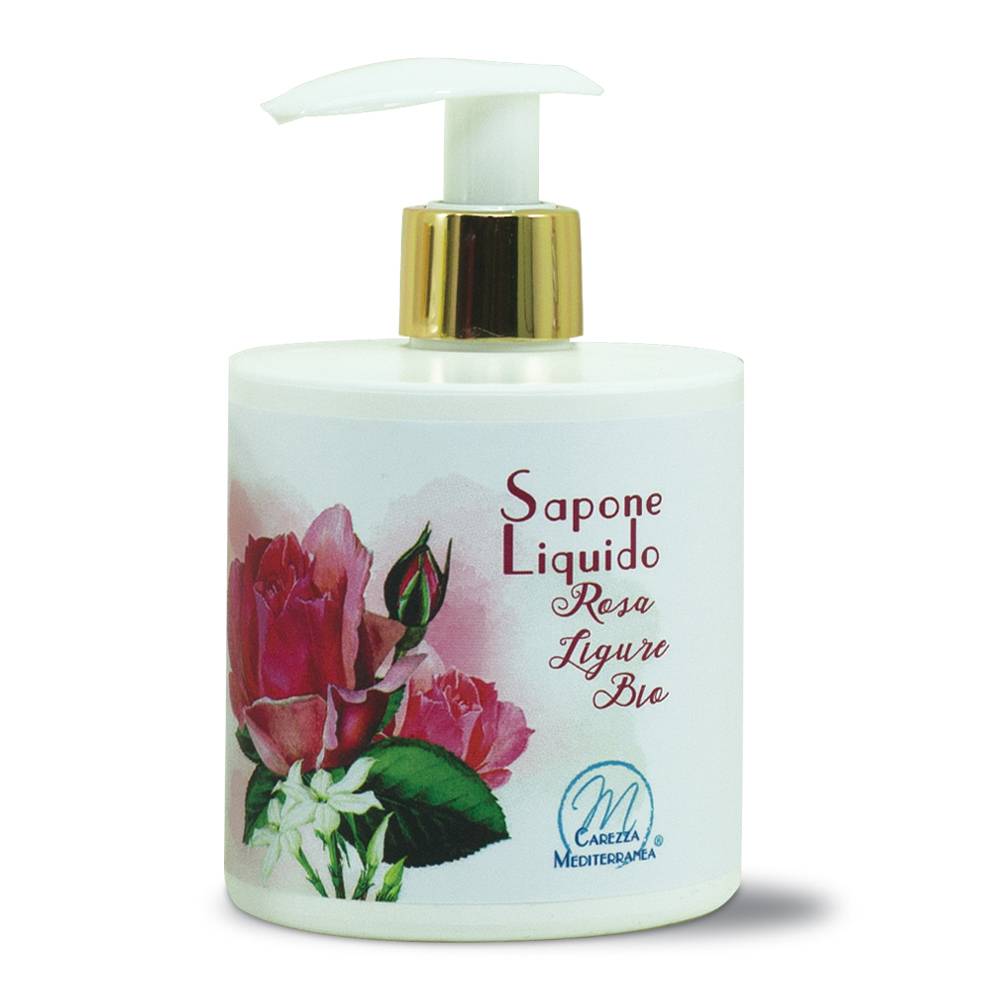 Pilogen Carezza Sapone Liquido alla Rosa Ligure BIO 350ml - Carezza Mediterranea