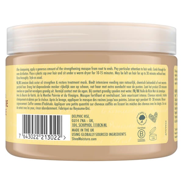 SheaMoisture Shea Moisture trattamento in maschera rinforzante e riparatrice all'olio di ricino nero giamaicano 340 g Sconto