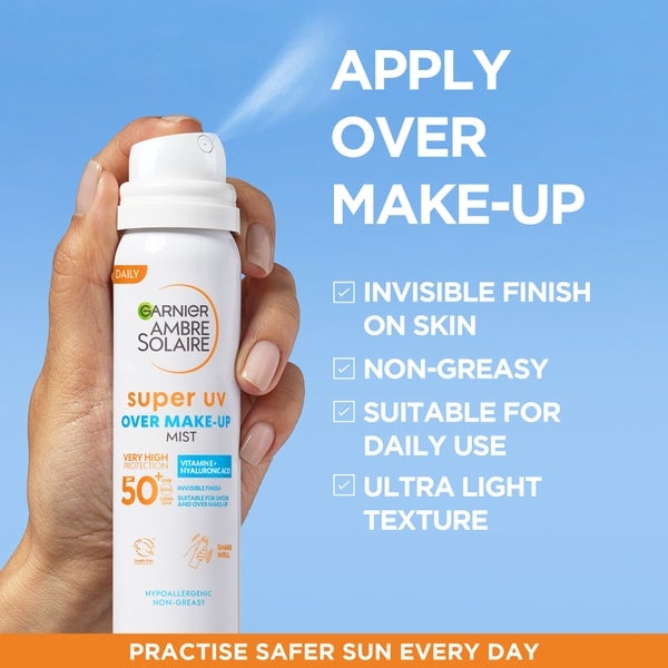 Garnier Over Makeup Super Spray Protezione UV SPF50 Garnier Ambre Solaire 75ml Moda