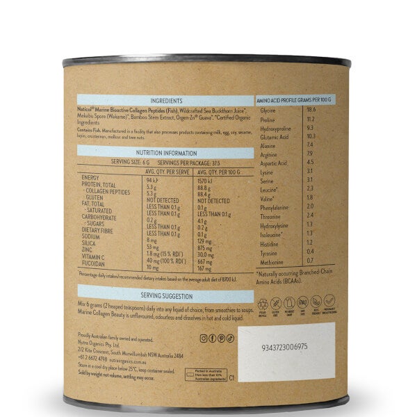 Nutra Organics Nutra Organics Marine Collagen Beauty Supplements 225g Sottocosto