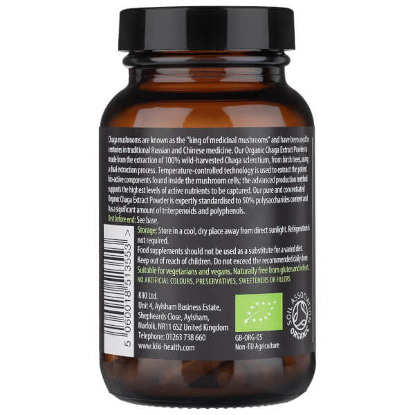 KIKI Health KIKI Health Organic Chaga Extract Mushroom (60 Vegicaps) Vendita calda