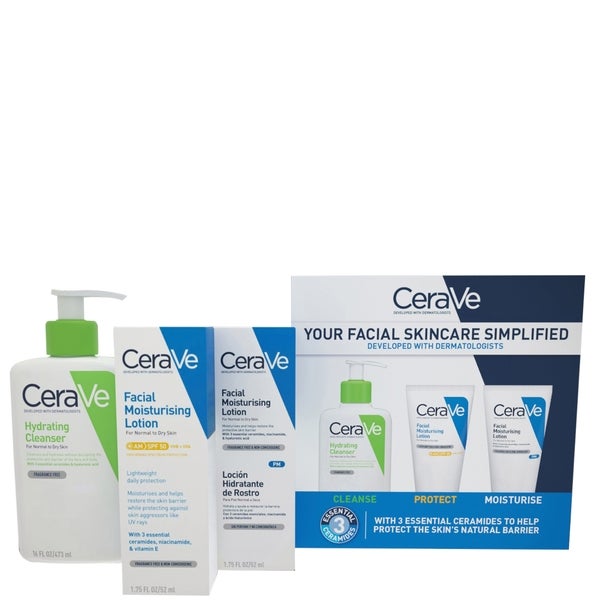 CeraVe CeraVe Exclusive Skincare Routine Simplified Set for Face Cleansing & Moisturising with Hyaluronic Acid SPF & Niacinamide Vendite stagionali
